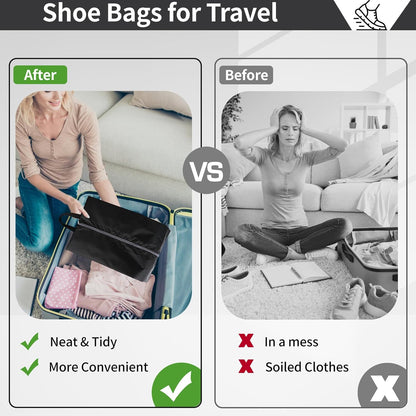 Shoe Bags for Travel, Set of 4 Pack Shoe Travel Bags for Packing, Large Waterproof Portable Travel Shoe Bag with Zipper Travel Essentials Women for and Men