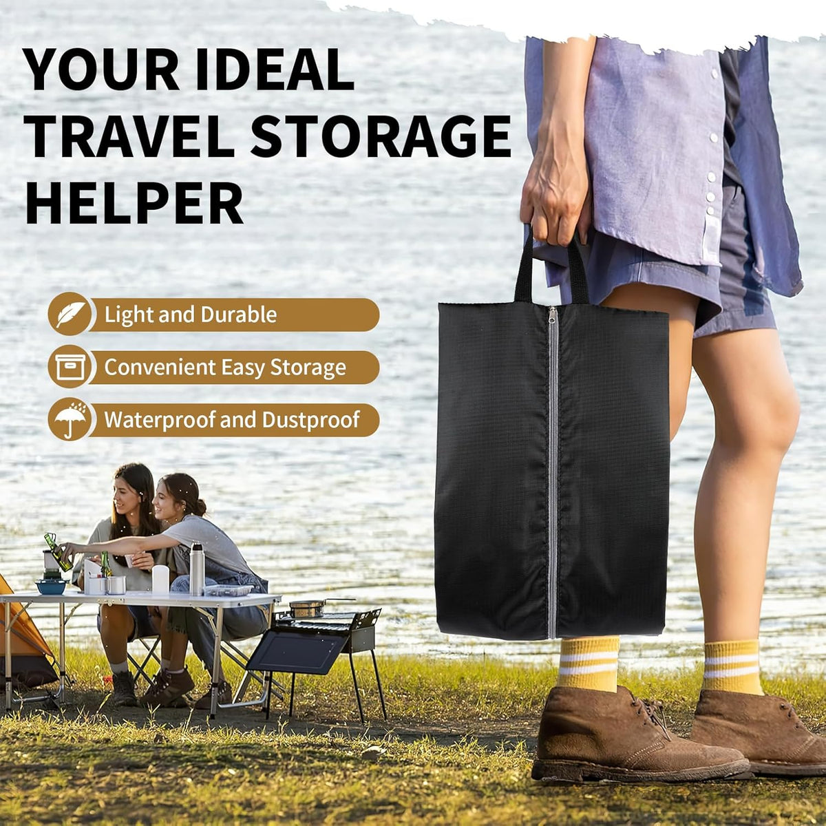 Shoe Bags for Travel, Set of 4 Pack Shoe Travel Bags for Packing, Large Waterproof Portable Travel Shoe Bag with Zipper Travel Essentials Women for and Men