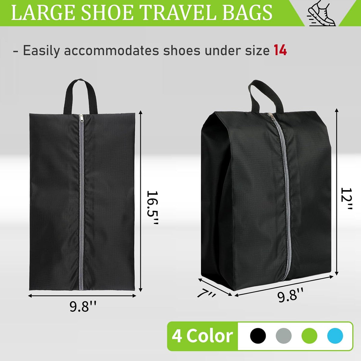 Shoe Bags for Travel, Set of 4 Pack Shoe Travel Bags for Packing, Large Waterproof Portable Travel Shoe Bag with Zipper Travel Essentials Women for and Men