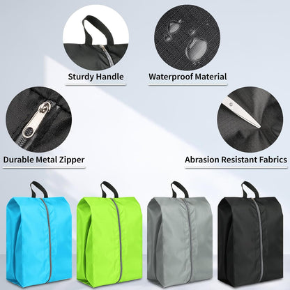 Shoe Bags for Travel, Set of 4 Pack Shoe Travel Bags for Packing, Large Waterproof Portable Travel Shoe Bag with Zipper Travel Essentials Women for and Men