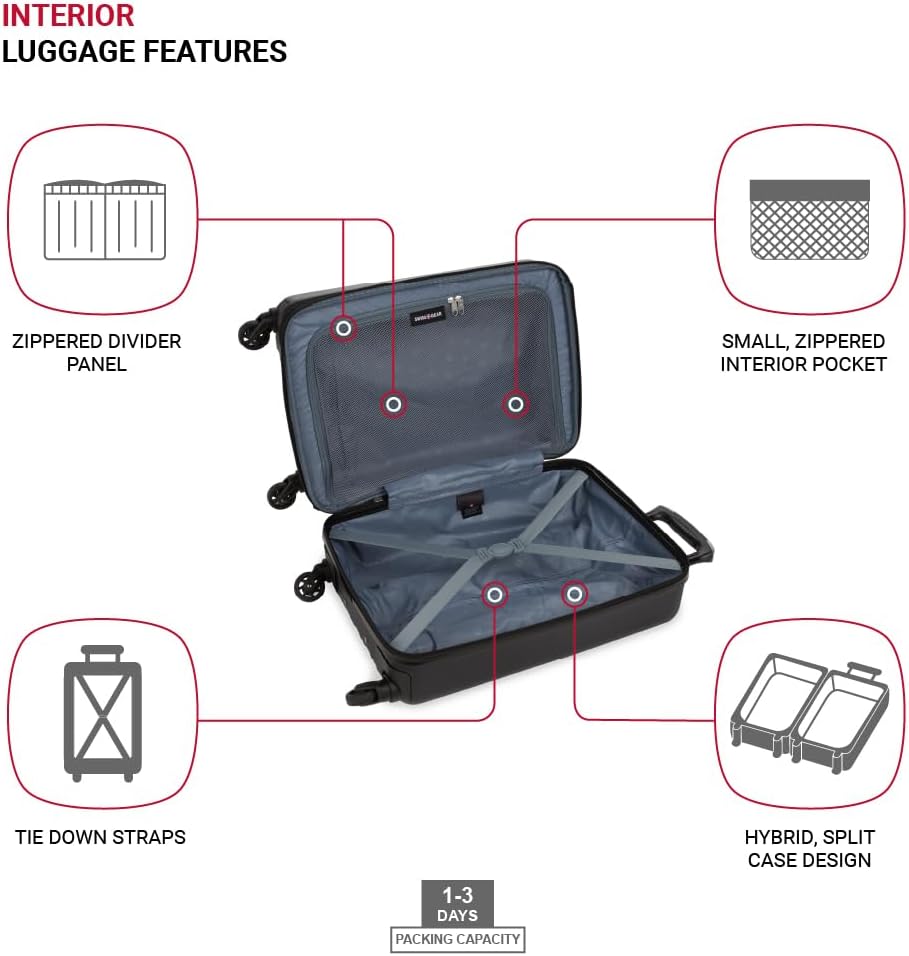 8018 Hardside Expandable Luggage with Spinner Wheels, White, Carry-On 20-Inch