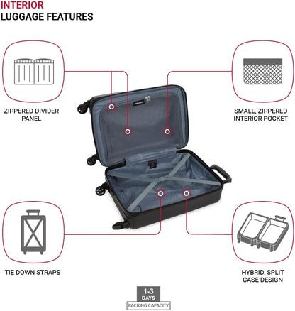 8018 Hardside Expandable Luggage with Spinner Wheels, White, Carry-On 20-Inch