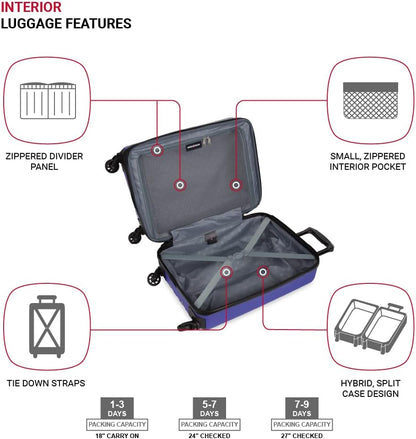 8018 Hardside Expandable Luggage with Spinner Wheels, White, Carry-On 20-Inch