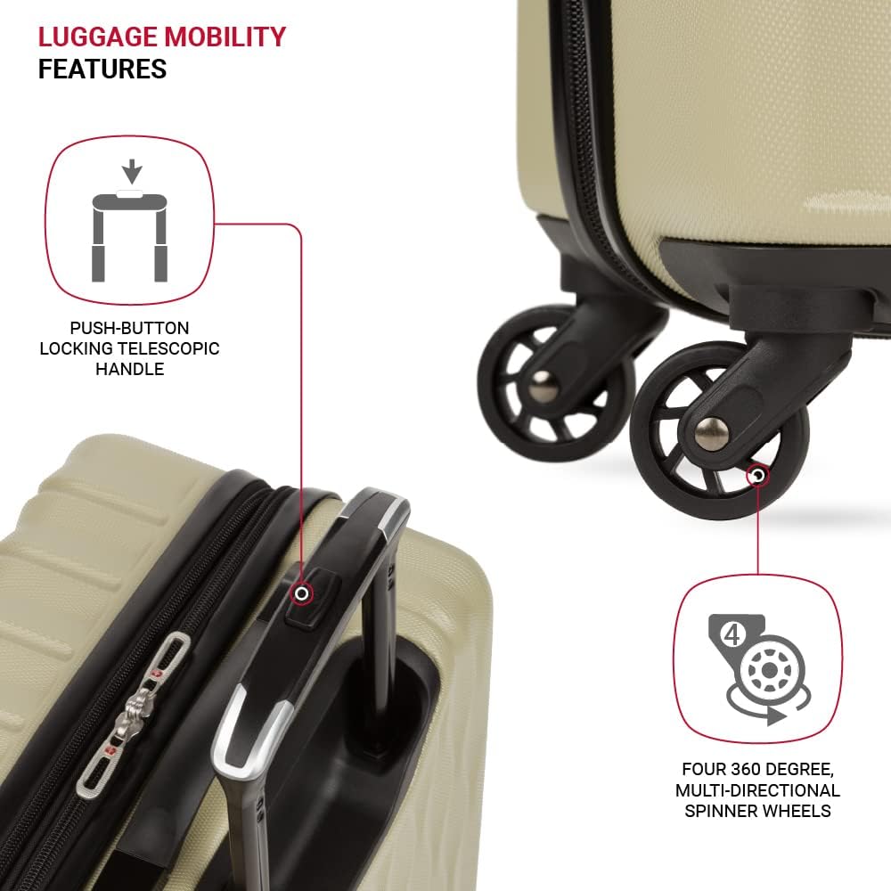 8018 Hardside Expandable Luggage with Spinner Wheels, White, Carry-On 20-Inch