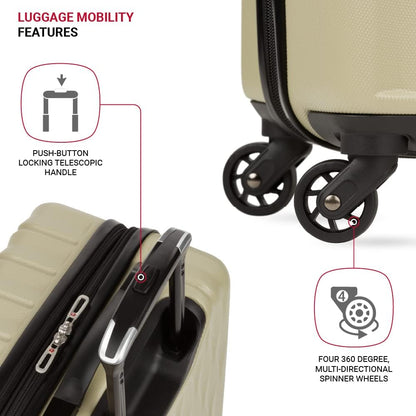 8018 Hardside Expandable Luggage with Spinner Wheels, White, Carry-On 20-Inch