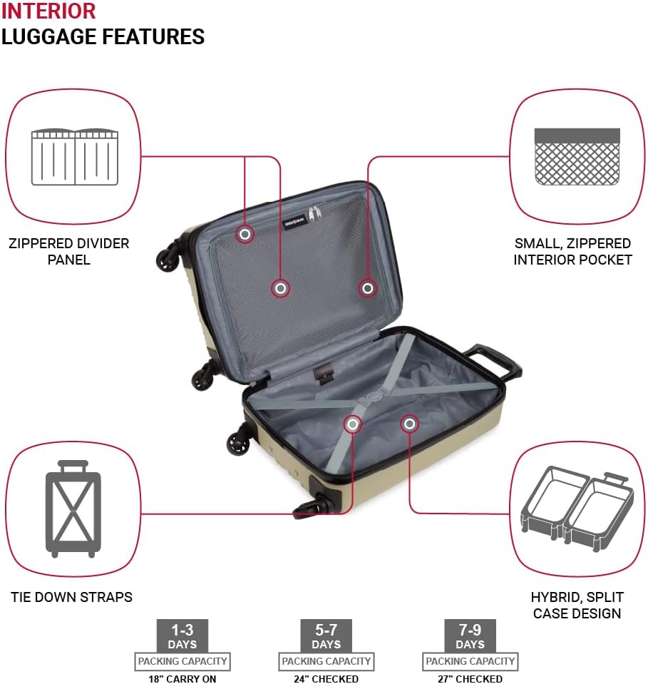 8018 Hardside Expandable Luggage with Spinner Wheels, White, Carry-On 20-Inch