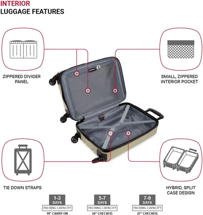 8018 Hardside Expandable Luggage with Spinner Wheels, White, Carry-On 20-Inch