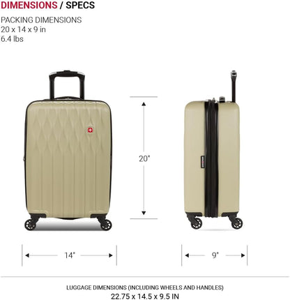 8018 Hardside Expandable Luggage with Spinner Wheels, White, Carry-On 20-Inch