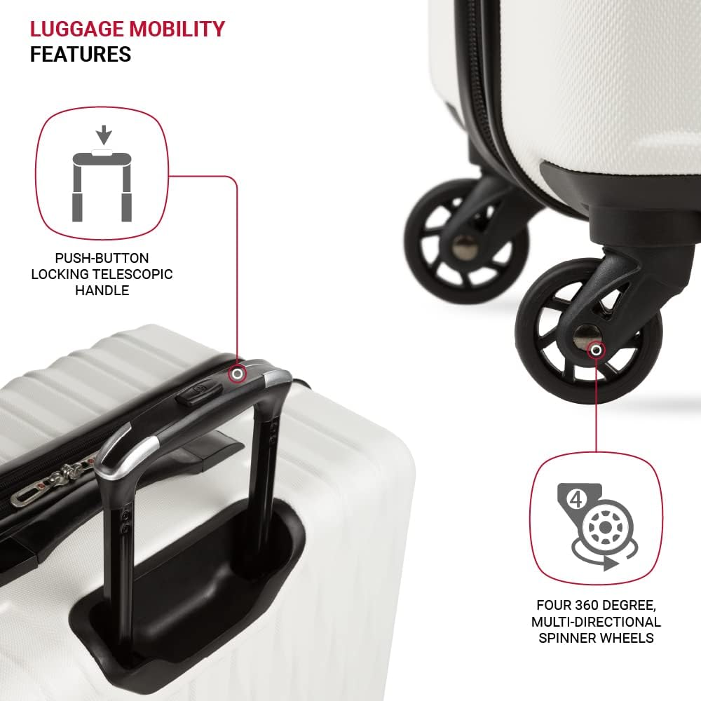 8018 Hardside Expandable Luggage with Spinner Wheels, White, Carry-On 20-Inch