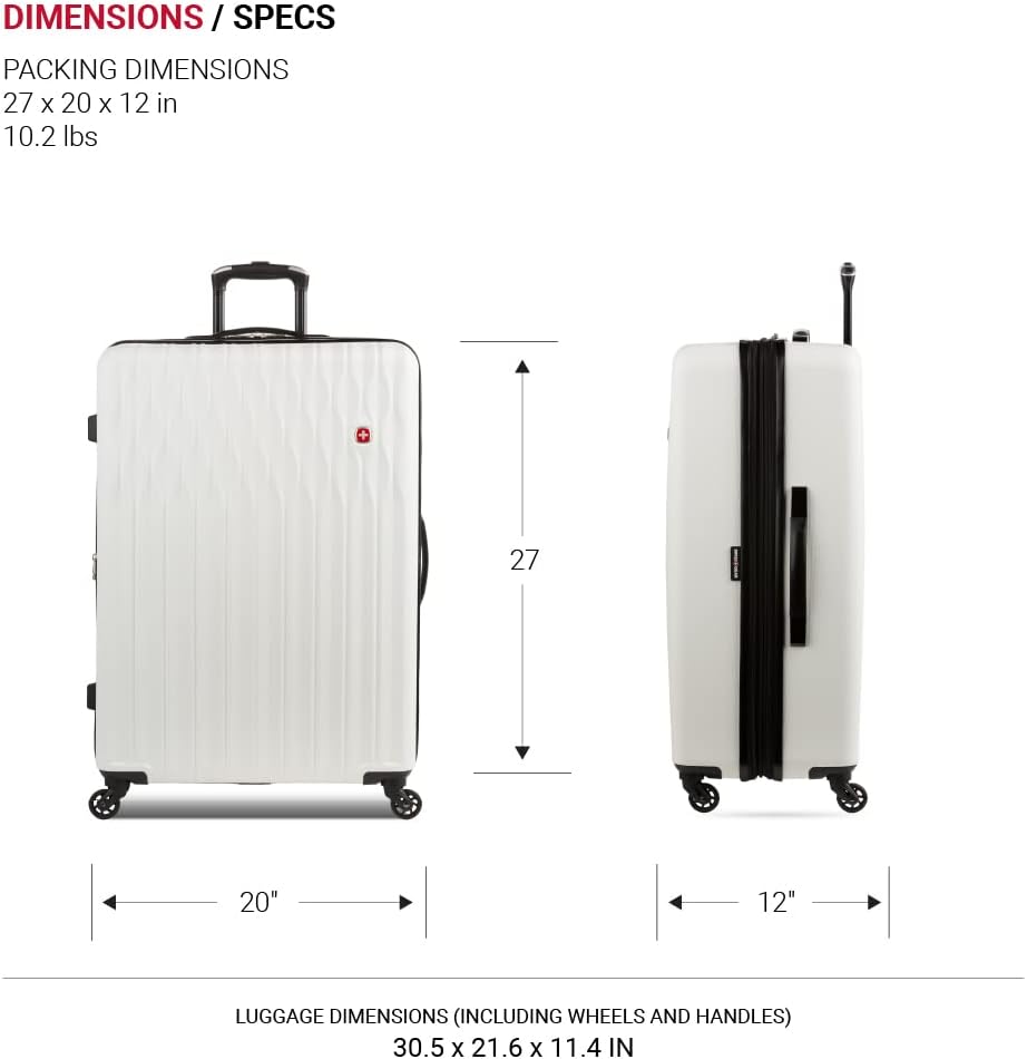 8018 Hardside Expandable Luggage with Spinner Wheels, White, Carry-On 20-Inch