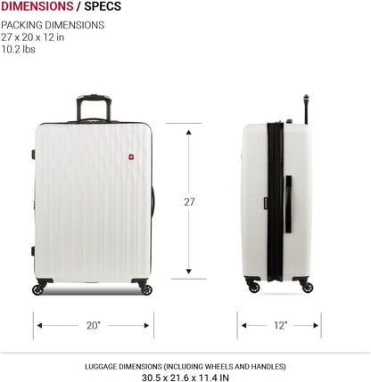 8018 Hardside Expandable Luggage with Spinner Wheels, White, Carry-On 20-Inch
