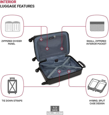 8018 Hardside Expandable Luggage with Spinner Wheels, White, Carry-On 20-Inch