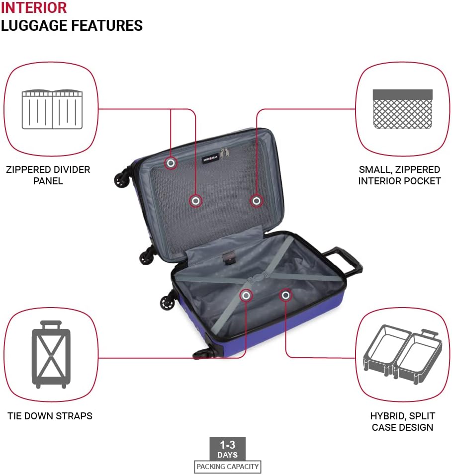 8018 Hardside Expandable Luggage with Spinner Wheels, White, Carry-On 20-Inch
