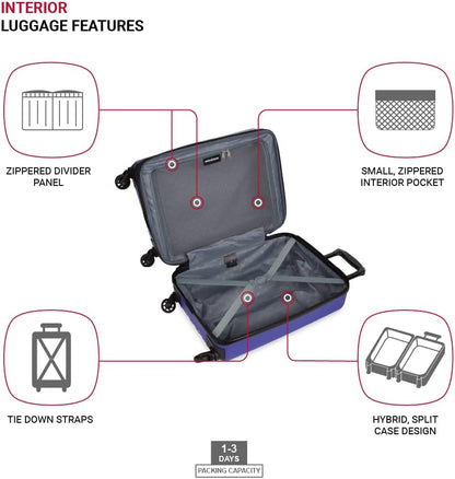 8018 Hardside Expandable Luggage with Spinner Wheels, White, Carry-On 20-Inch