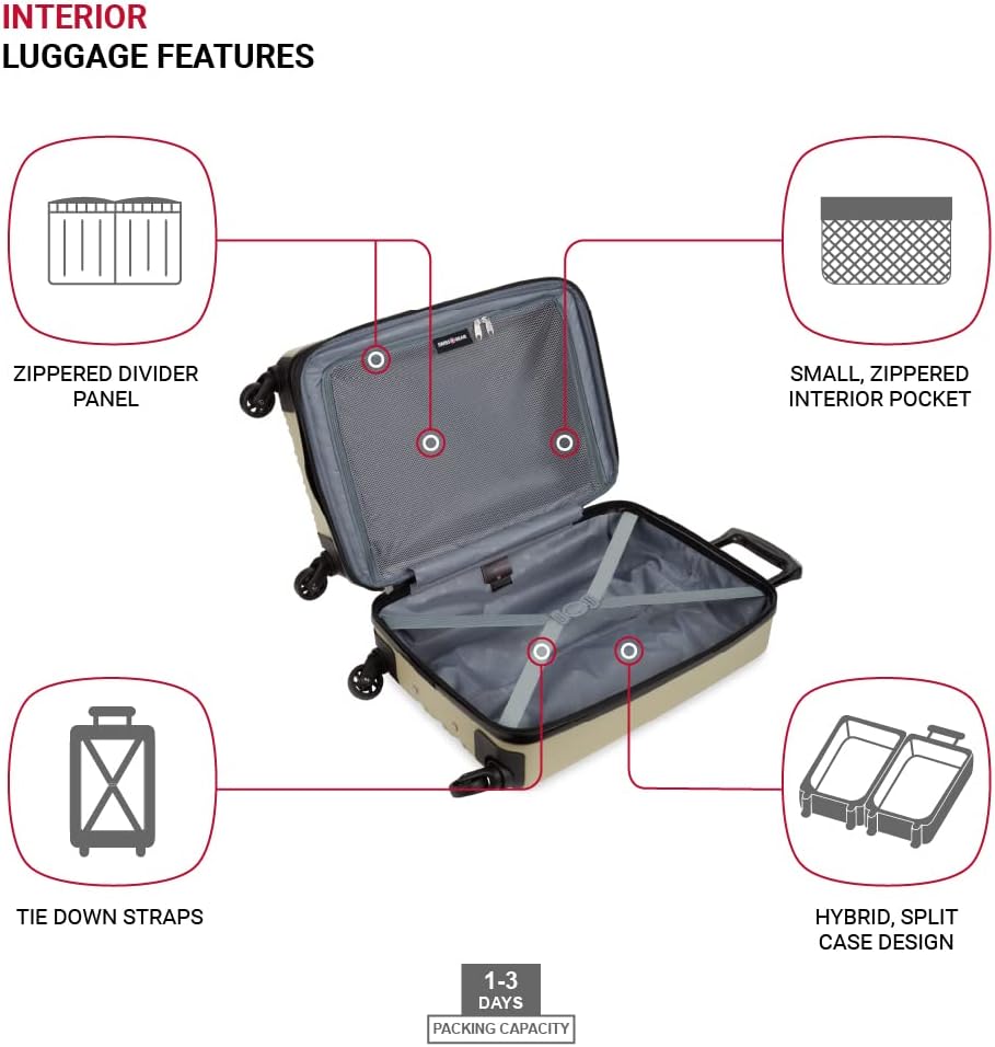 8018 Hardside Expandable Luggage with Spinner Wheels, White, Carry-On 20-Inch