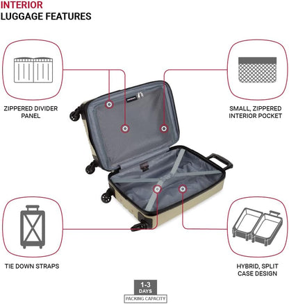 8018 Hardside Expandable Luggage with Spinner Wheels, White, Carry-On 20-Inch