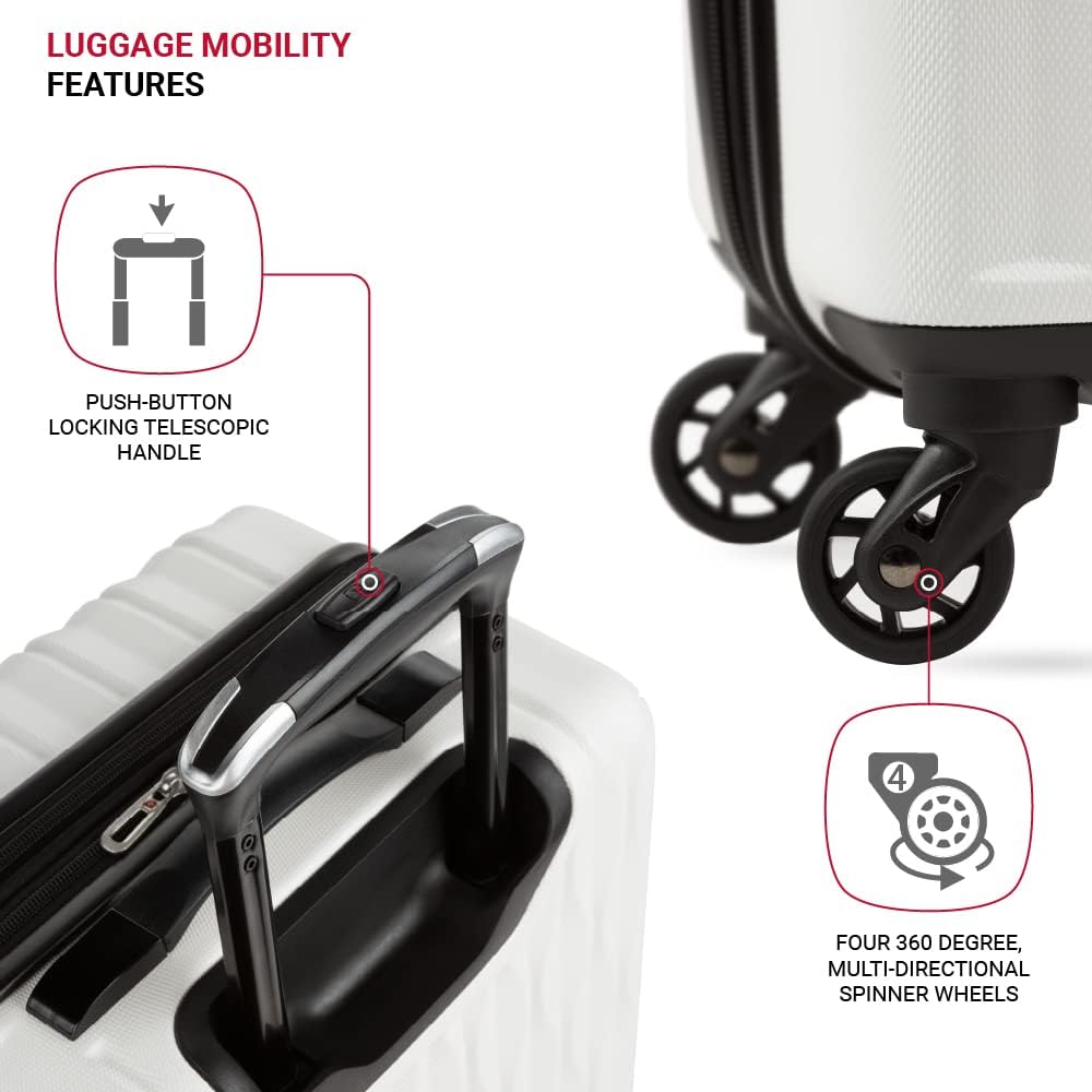 8018 Hardside Expandable Luggage with Spinner Wheels, White, Carry-On 20-Inch