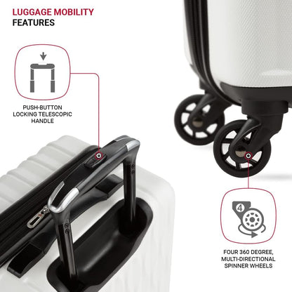 8018 Hardside Expandable Luggage with Spinner Wheels, White, Carry-On 20-Inch