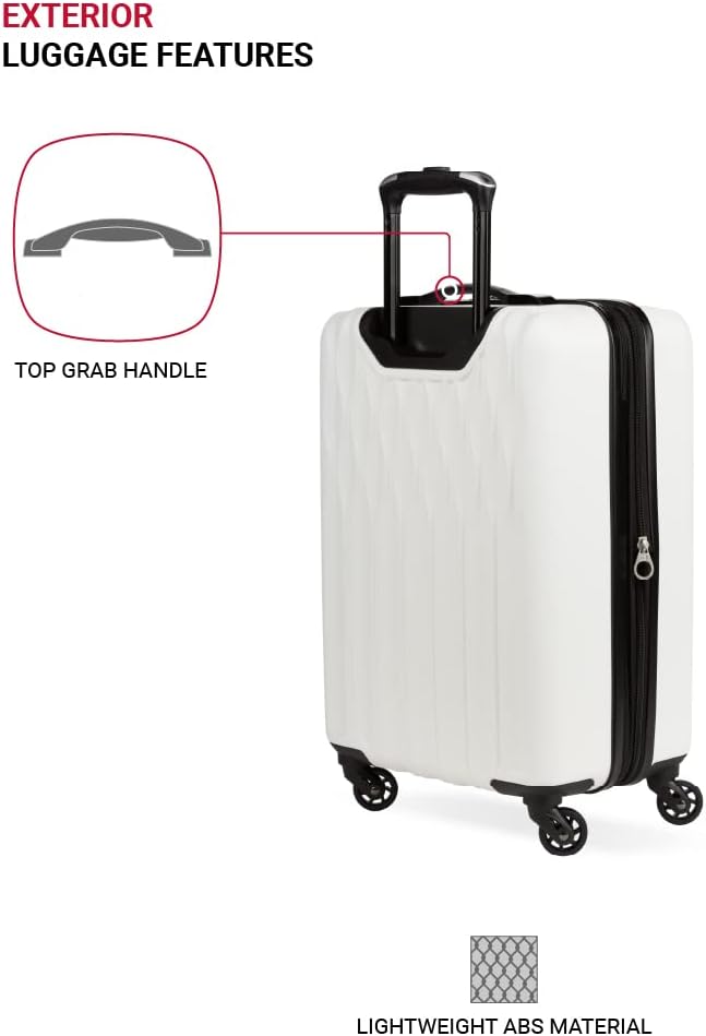 8018 Hardside Expandable Luggage with Spinner Wheels, White, Carry-On 20-Inch