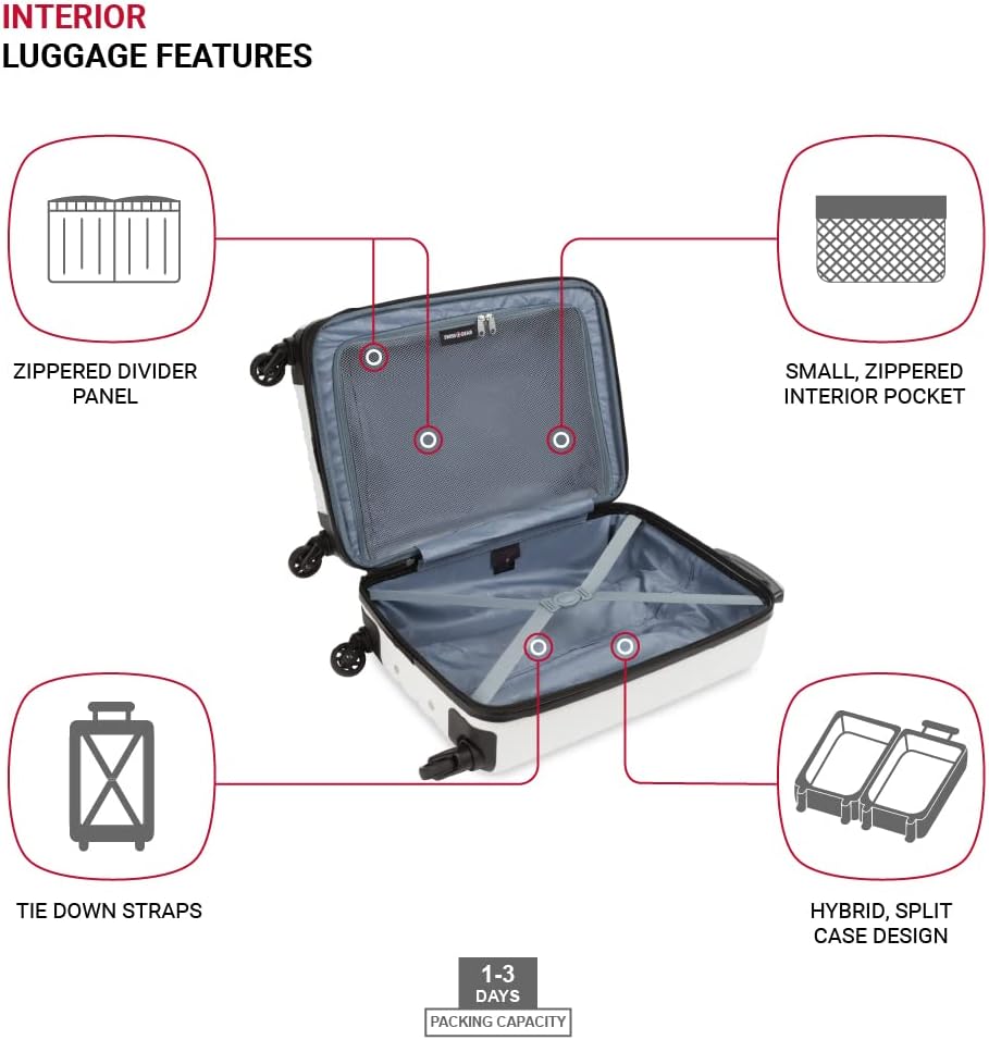 8018 Hardside Expandable Luggage with Spinner Wheels, White, Carry-On 20-Inch