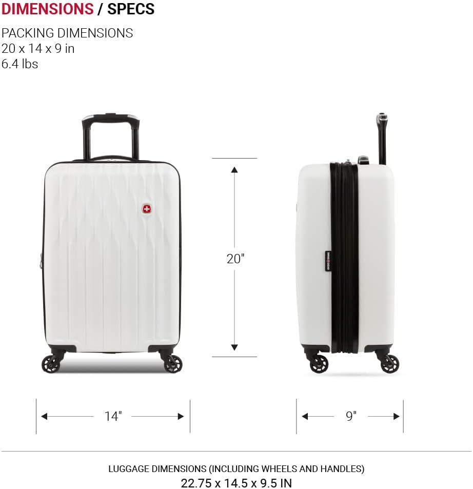 8018 Hardside Expandable Luggage with Spinner Wheels, White, Carry-On 20-Inch