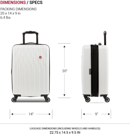 8018 Hardside Expandable Luggage with Spinner Wheels, White, Carry-On 20-Inch