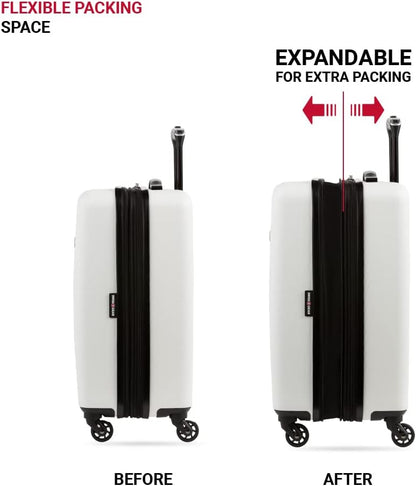 8018 Hardside Expandable Luggage with Spinner Wheels, White, Carry-On 20-Inch
