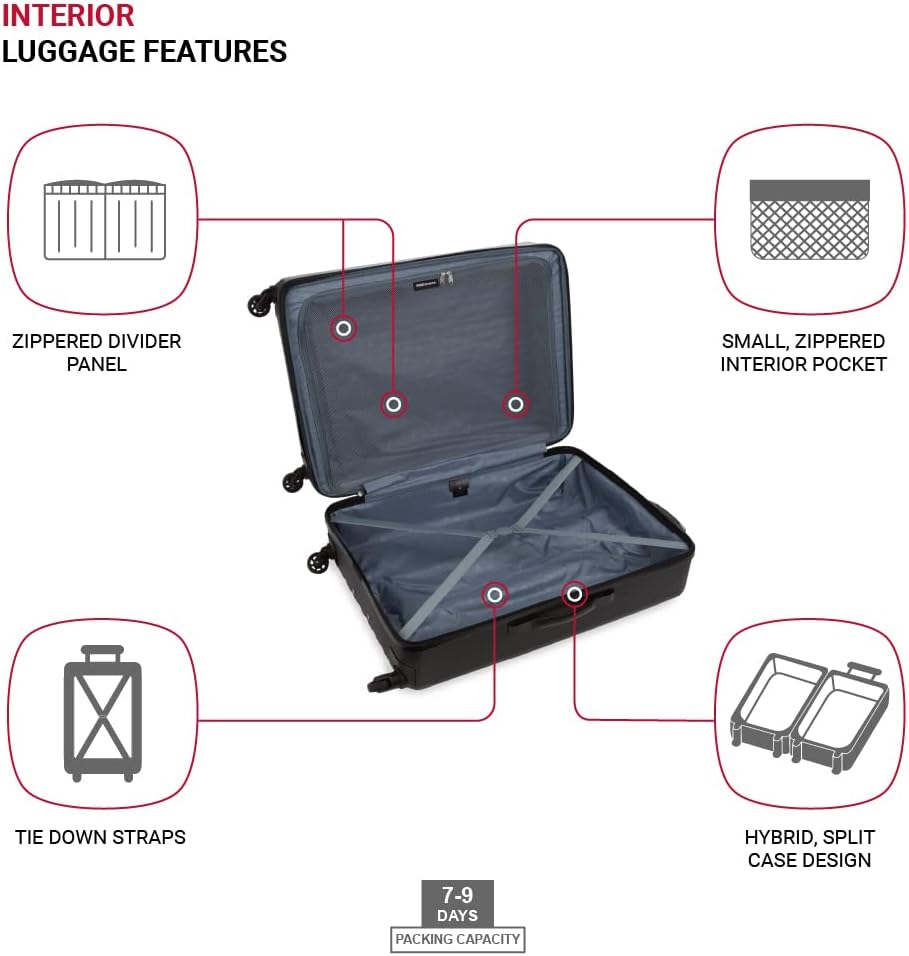 8018 Hardside Expandable Luggage with Spinner Wheels, White, Carry-On 20-Inch