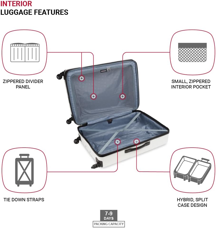 8018 Hardside Expandable Luggage with Spinner Wheels, White, Carry-On 20-Inch