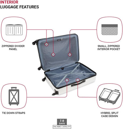 8018 Hardside Expandable Luggage with Spinner Wheels, White, Carry-On 20-Inch