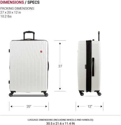 8018 Hardside Expandable Luggage with Spinner Wheels, White, Carry-On 20-Inch