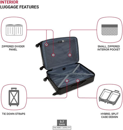 8018 Hardside Expandable Luggage with Spinner Wheels, White, Carry-On 20-Inch