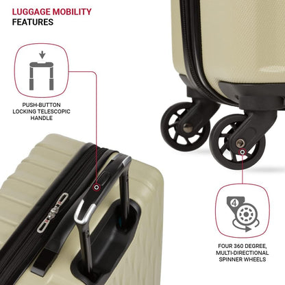 8018 Hardside Expandable Luggage with Spinner Wheels, White, Carry-On 20-Inch