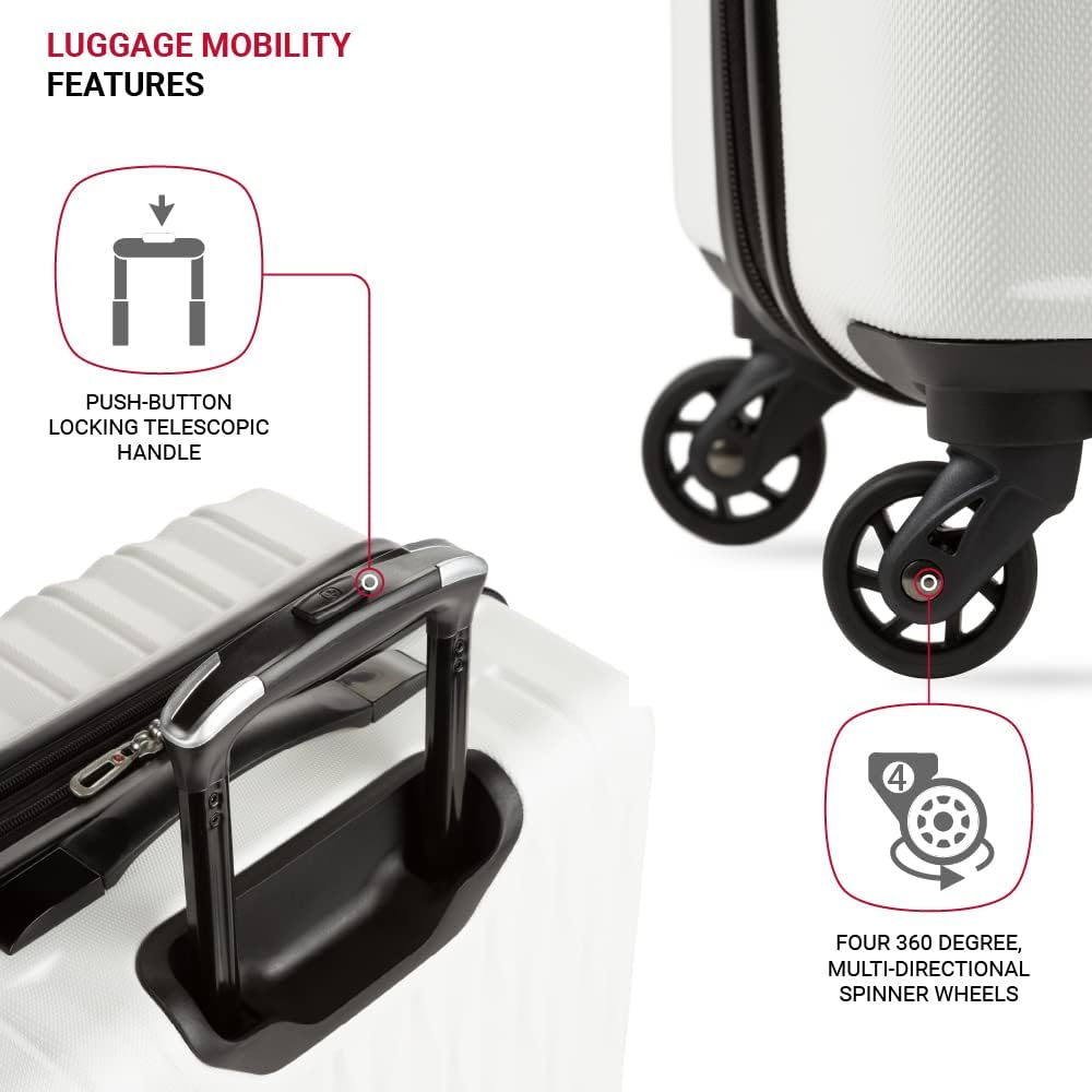 8018 Hardside Expandable Luggage with Spinner Wheels, White, Carry-On 20-Inch
