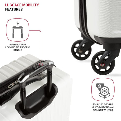 8018 Hardside Expandable Luggage with Spinner Wheels, White, Carry-On 20-Inch