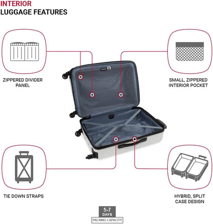 8018 Hardside Expandable Luggage with Spinner Wheels, White, Carry-On 20-Inch
