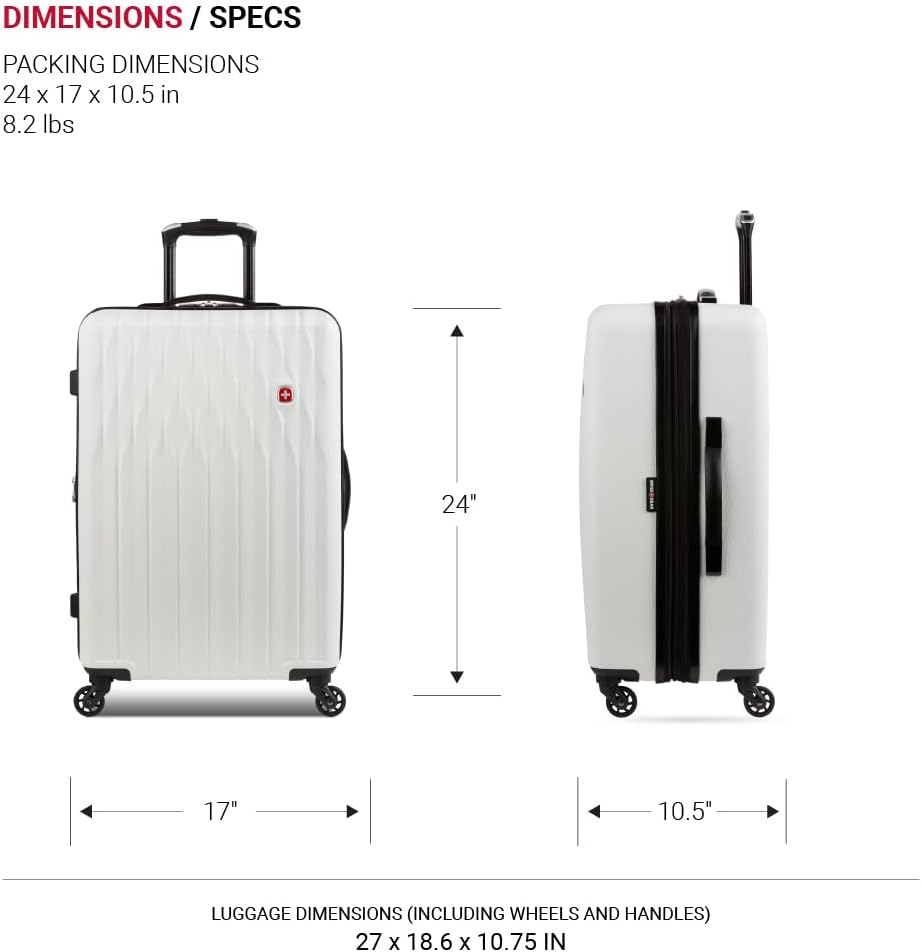 8018 Hardside Expandable Luggage with Spinner Wheels, White, Carry-On 20-Inch
