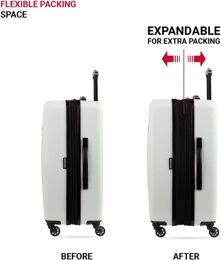 8018 Hardside Expandable Luggage with Spinner Wheels, White, Carry-On 20-Inch