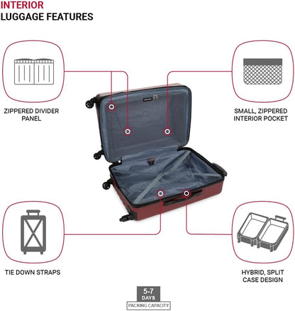 8018 Hardside Expandable Luggage with Spinner Wheels, White, Carry-On 20-Inch