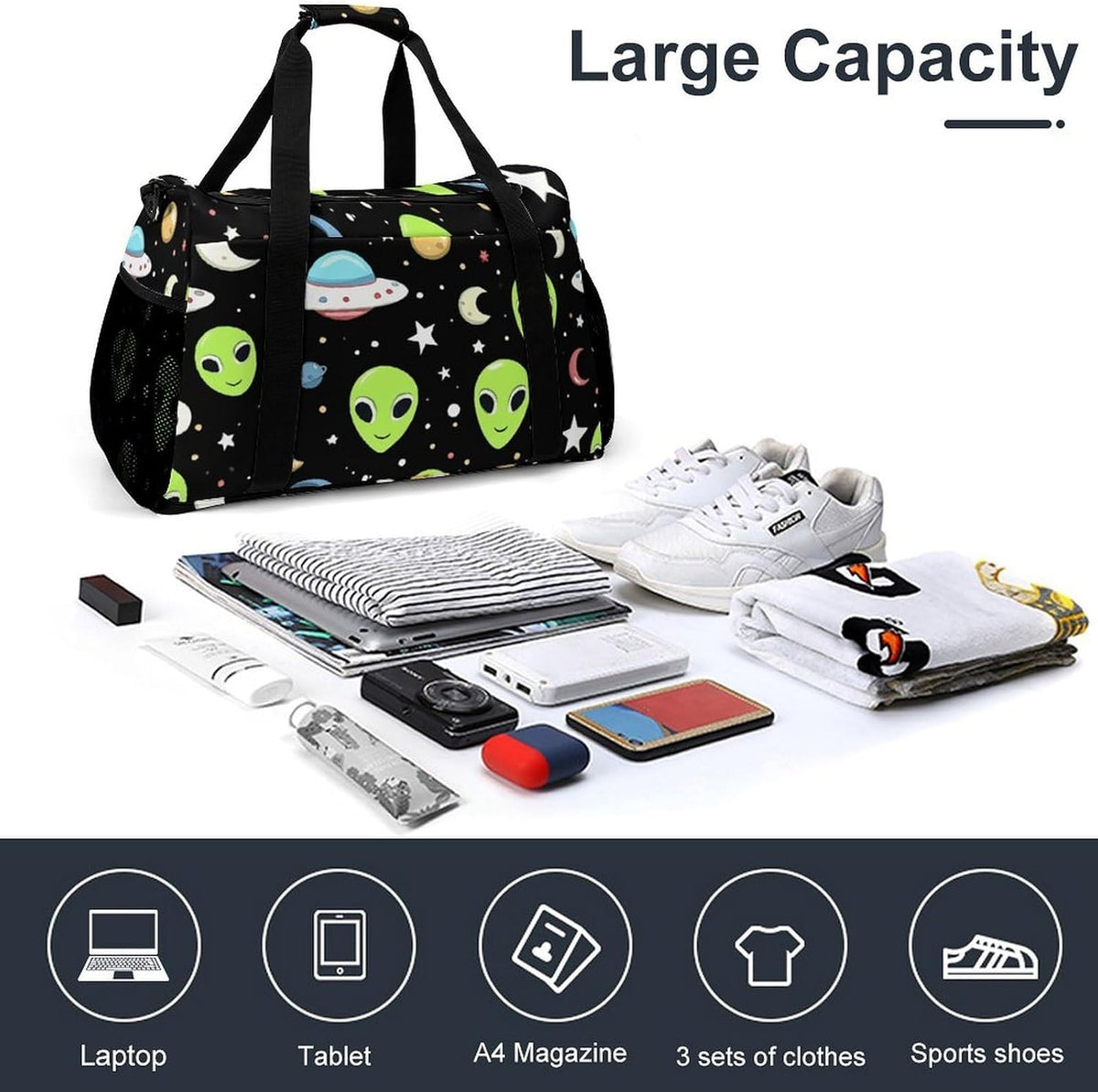 Gym and Travel Weekender Bag Duffel Sports Overnight Simple Carry Options for Men Women