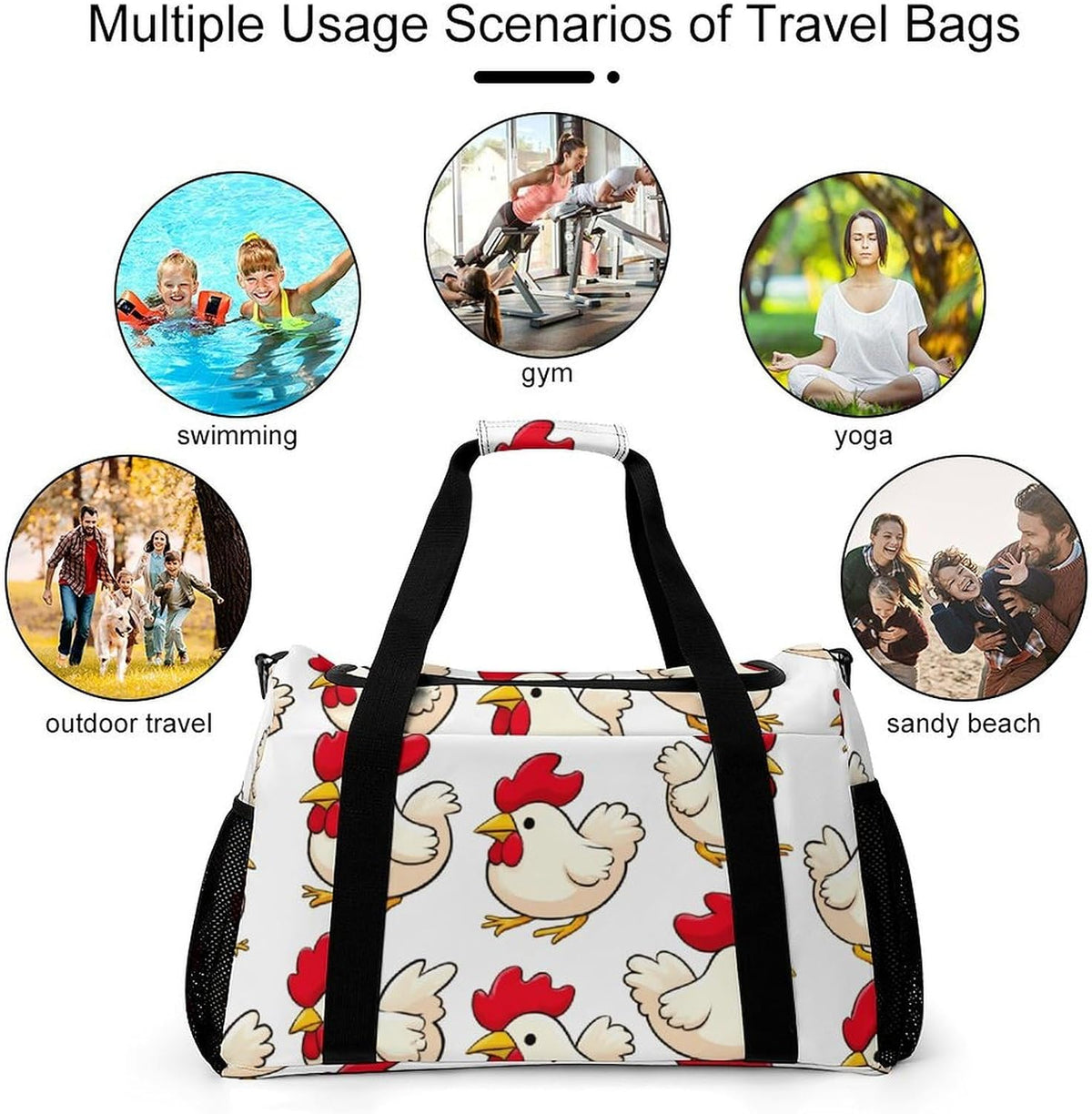 Gym and Travel Weekender Bag Duffel Sports Overnight Simple Carry Options for Men Women