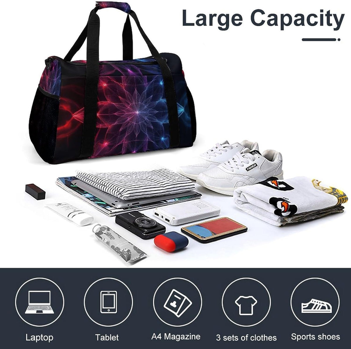 Gym and Travel Weekender Bag Duffel Sports Overnight Simple Carry Options for Men Women