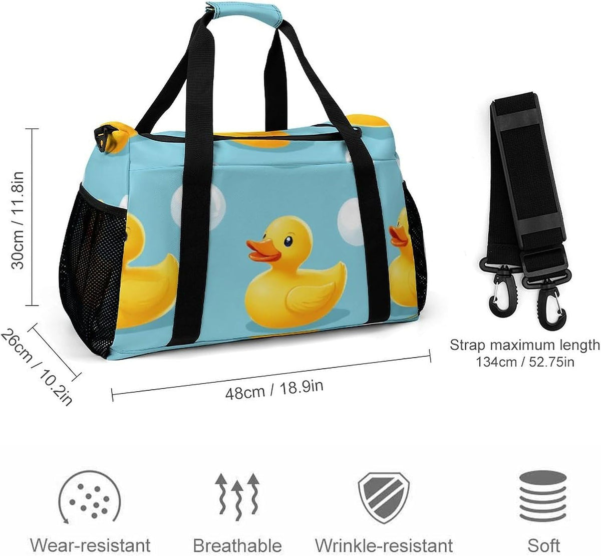Gym and Travel Weekender Bag Duffel Sports Overnight Simple Carry Options for Men Women