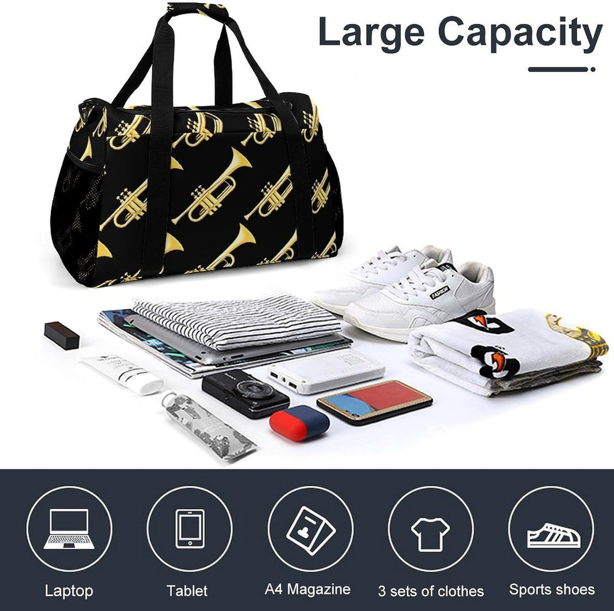 Gym and Travel Weekender Bag Duffel Sports Overnight Simple Carry Options for Men Women