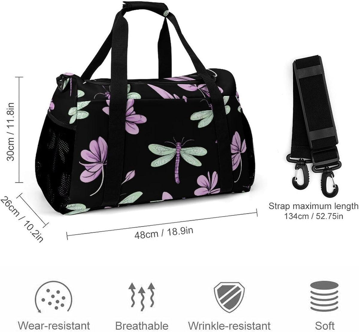 Gym and Travel Weekender Bag Duffel Sports Overnight Simple Carry Options for Men Women