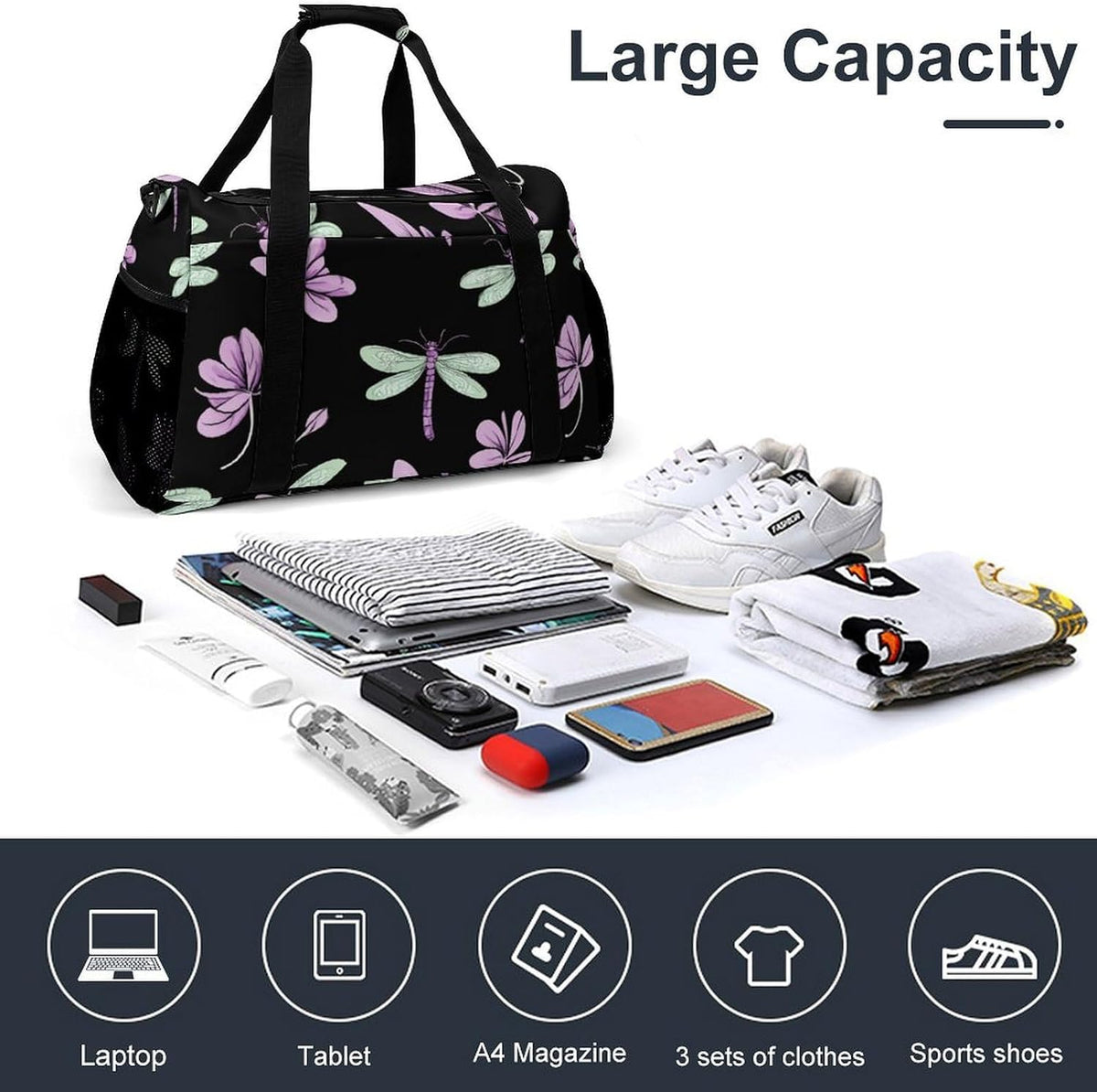 Gym and Travel Weekender Bag Duffel Sports Overnight Simple Carry Options for Men Women