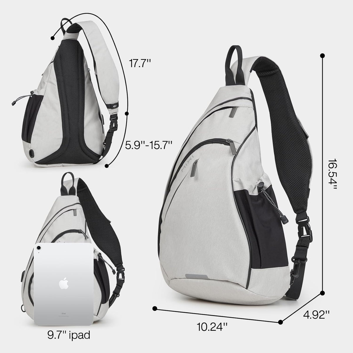 Sling Bag Men Backpack Unisex One Shoulder Bag Hiking Travel Backpack Crossbody with USB Port for Men Women Versatile Casual Daypack-19 inch,Dark Blue