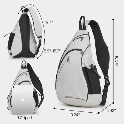 Sling Bag Men Backpack Unisex One Shoulder Bag Hiking Travel Backpack Crossbody with USB Port for Men Women Versatile Casual Daypack-19 inch,Dark Blue