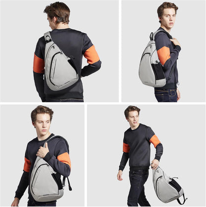 Sling Bag Men Backpack Unisex One Shoulder Bag Hiking Travel Backpack Crossbody with USB Port for Men Women Versatile Casual Daypack-19 inch,Dark Blue