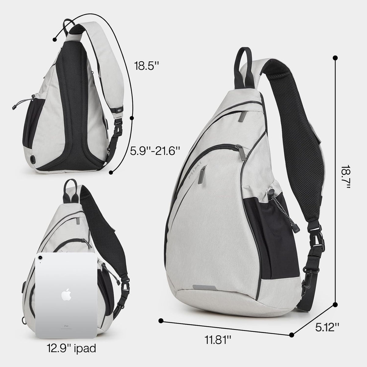 Sling Bag Men Backpack Unisex One Shoulder Bag Hiking Travel Backpack Crossbody with USB Port for Men Women Versatile Casual Daypack-19 inch,Dark Blue